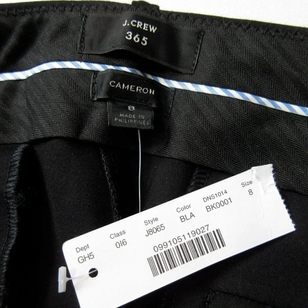 NWT J.Crew Slim Crop Cameron in Black Ponte Stretch Ankle Crop Pants 8
